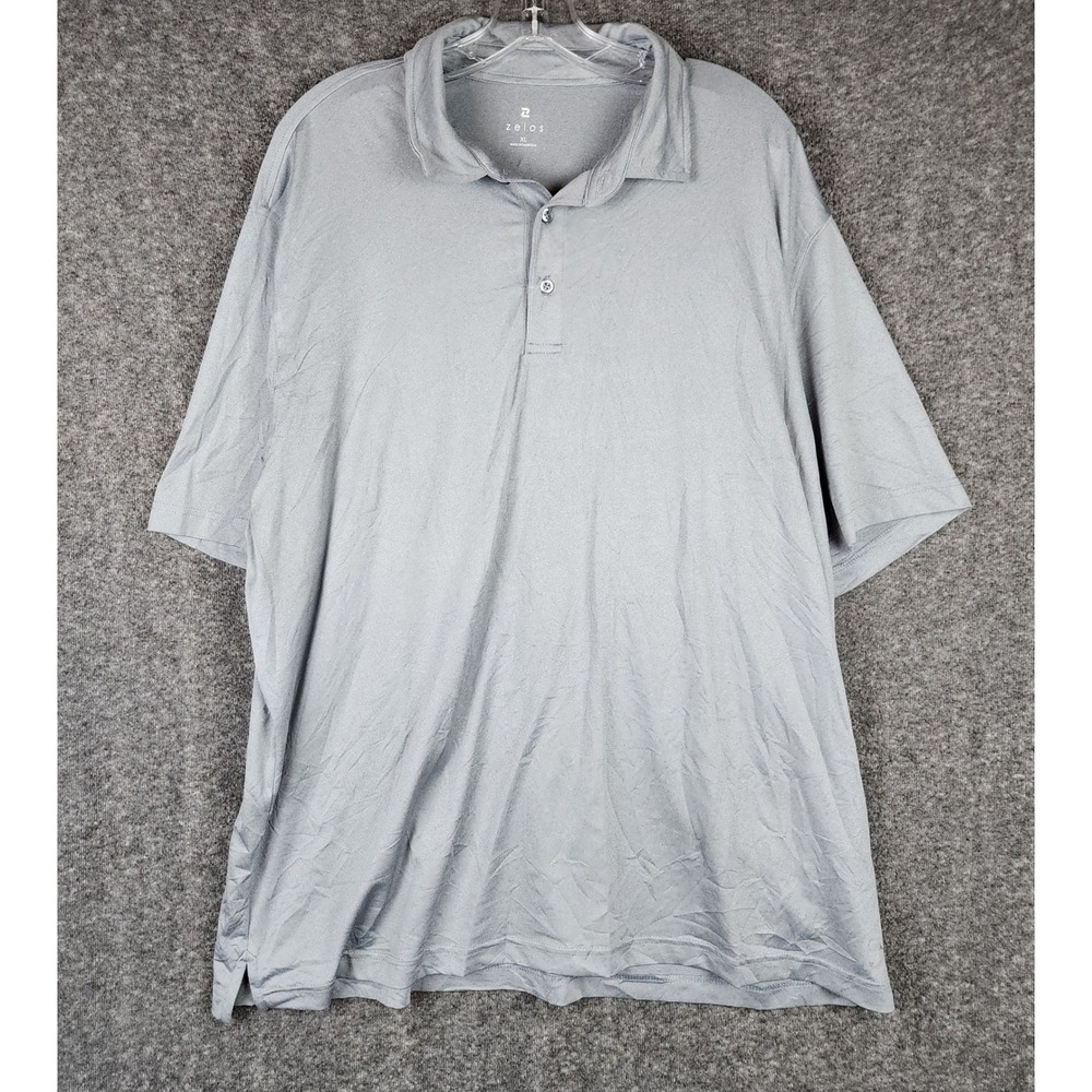 Zelos Performance Polo Shirt Mens XL Gray Short Sleeve Moisture Wicking Stretch